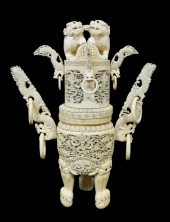 ASIAN: IVORY INCENSE BURNER OR