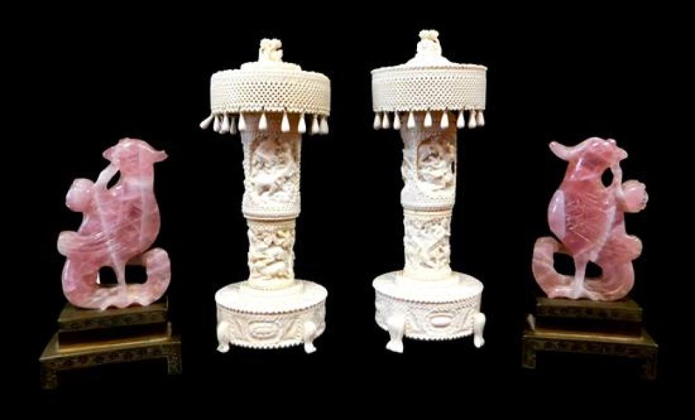 ASIAN: IVORY LAMPS AND A PAIR