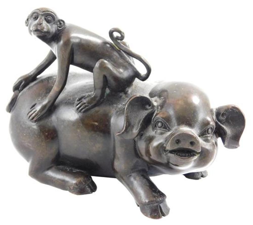 ASIAN: JAPANESE BRONZE, MONKEY ON