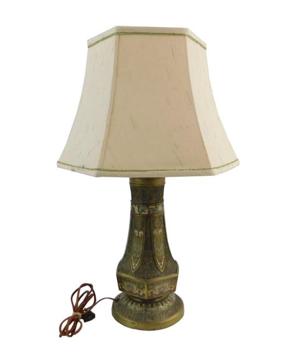 ASIAN: JAPANESE CHAMPLEVE LAMP,