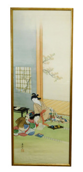 ASIAN: JAPANESE PAINTING ON SI