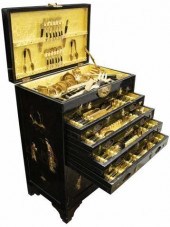 ASIAN LACQUER CABINET W/ THAI