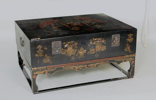 ASIAN LACQUER CHEST ON STANDAsian