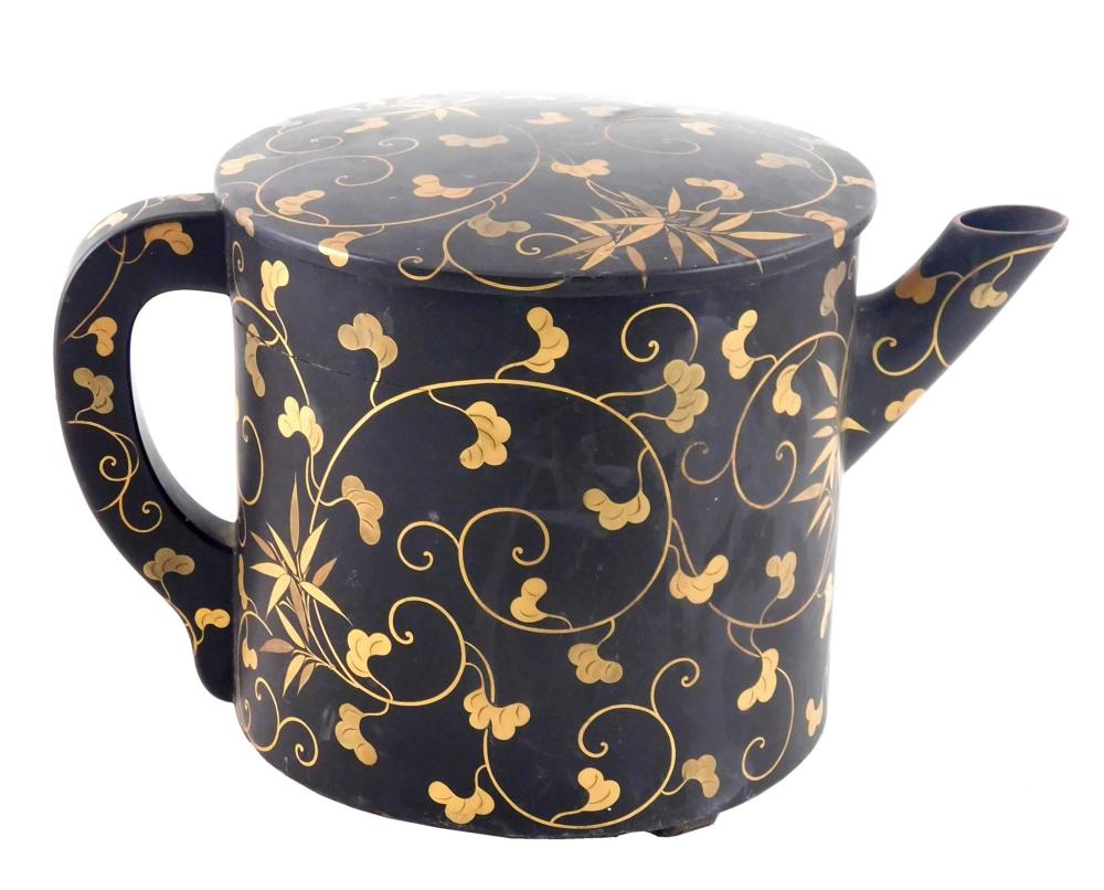 ASIAN: LACQUER KETTLE AND COVER,
