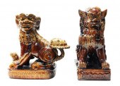 ASIAN: LARGE BROWN GLAZED FOO