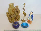 ASIAN LOT, CARVED SOAPSTONE VA