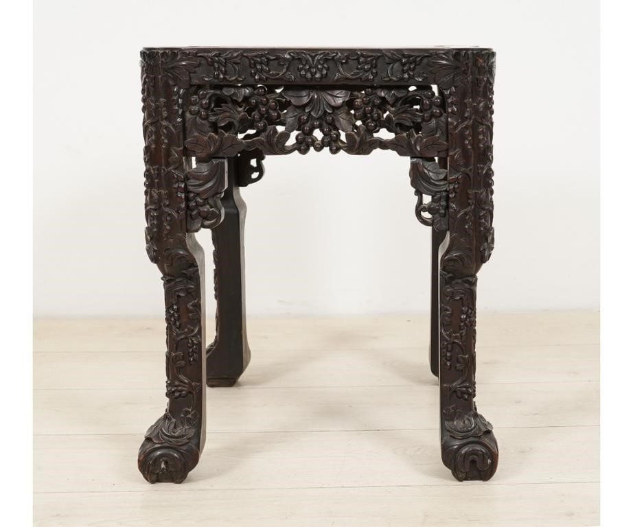 Asian marble top carved plant