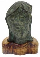 ASIAN: METAL BUST OF GUANYIN,
