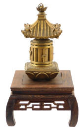 ASIAN: MINIATURE BRASS TEMPLE