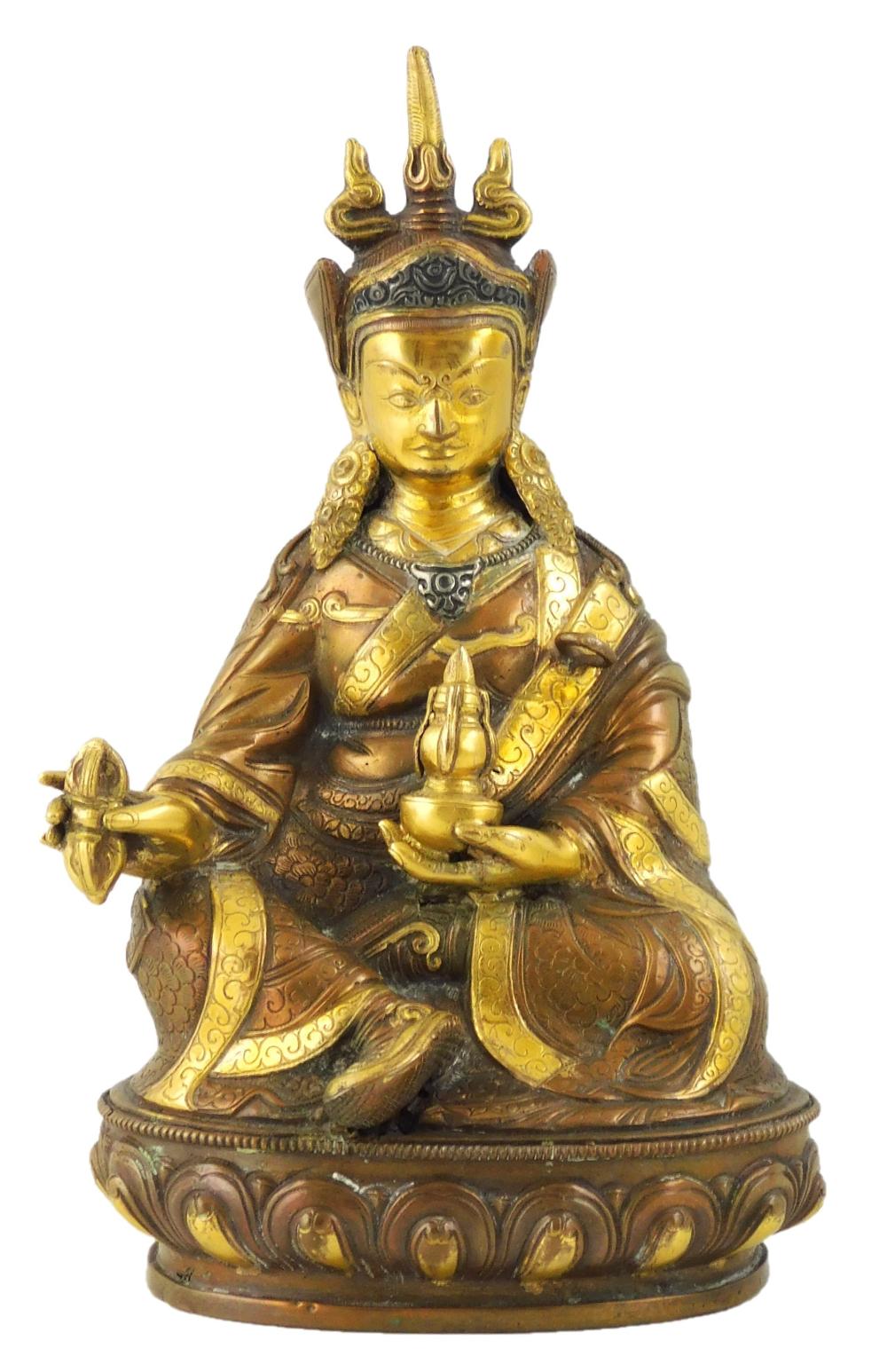 ASIAN: MIXED METAL BUDDHIST FIGURE,