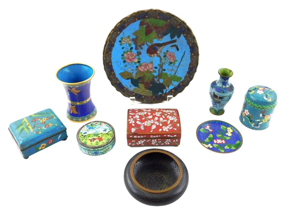 ASIAN: NINE PIECES OF CLOISONNE,