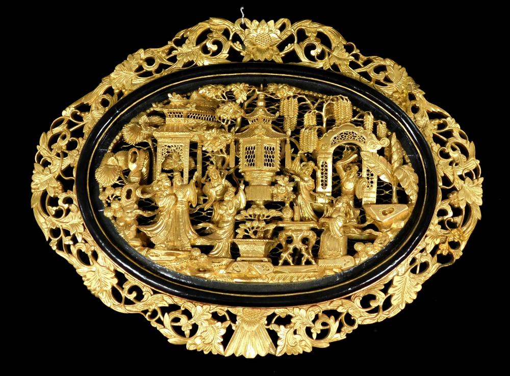ASIAN: OVAL CHINESE ARCHITECTURAL