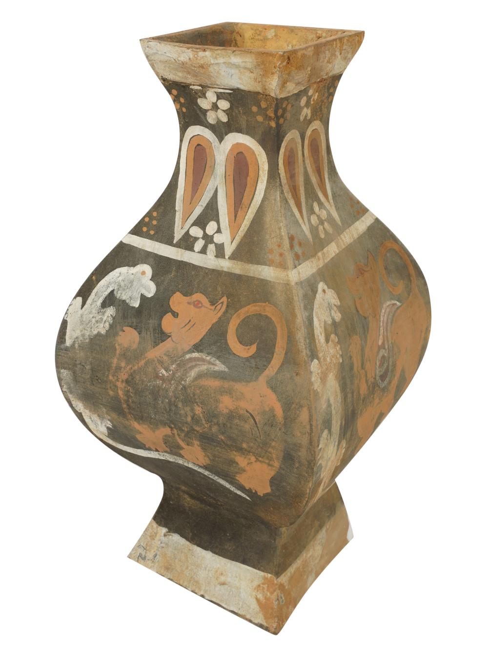 ASIAN PAINTED POTTERY VASEAsian
