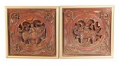 ASIAN: PAIR CARVED WOODEN PANE