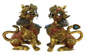 ASIAN: PAIR OF BRASS FILIGREE