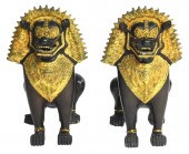 ASIAN: PAIR OF BRONZE FOO LION