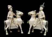 ASIAN: PAIR OF CARVED IVORY EQ