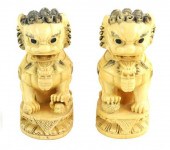 ASIAN: PAIR OF CARVED IVORY FO
