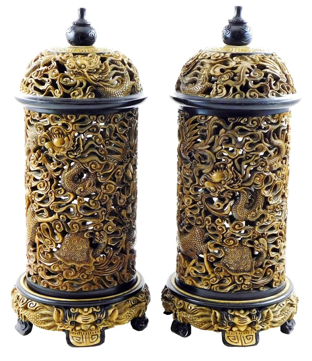ASIAN: PAIR OF CARVED STONE