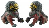 ASIAN: PAIR OF CAST METAL CHIN