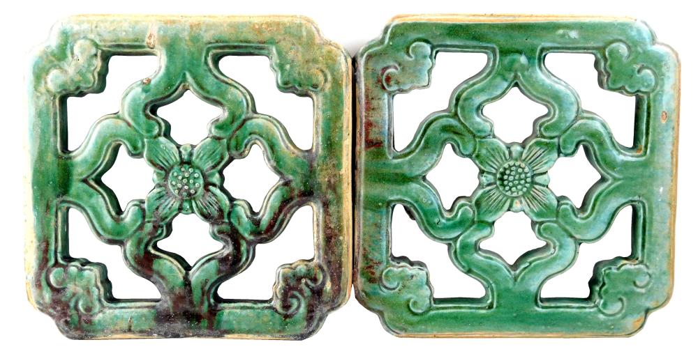 ASIAN: PAIR OF CERAMIC WINDOW