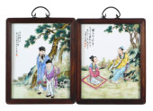 ASIAN: PAIR OF CHINESE ROSE CA