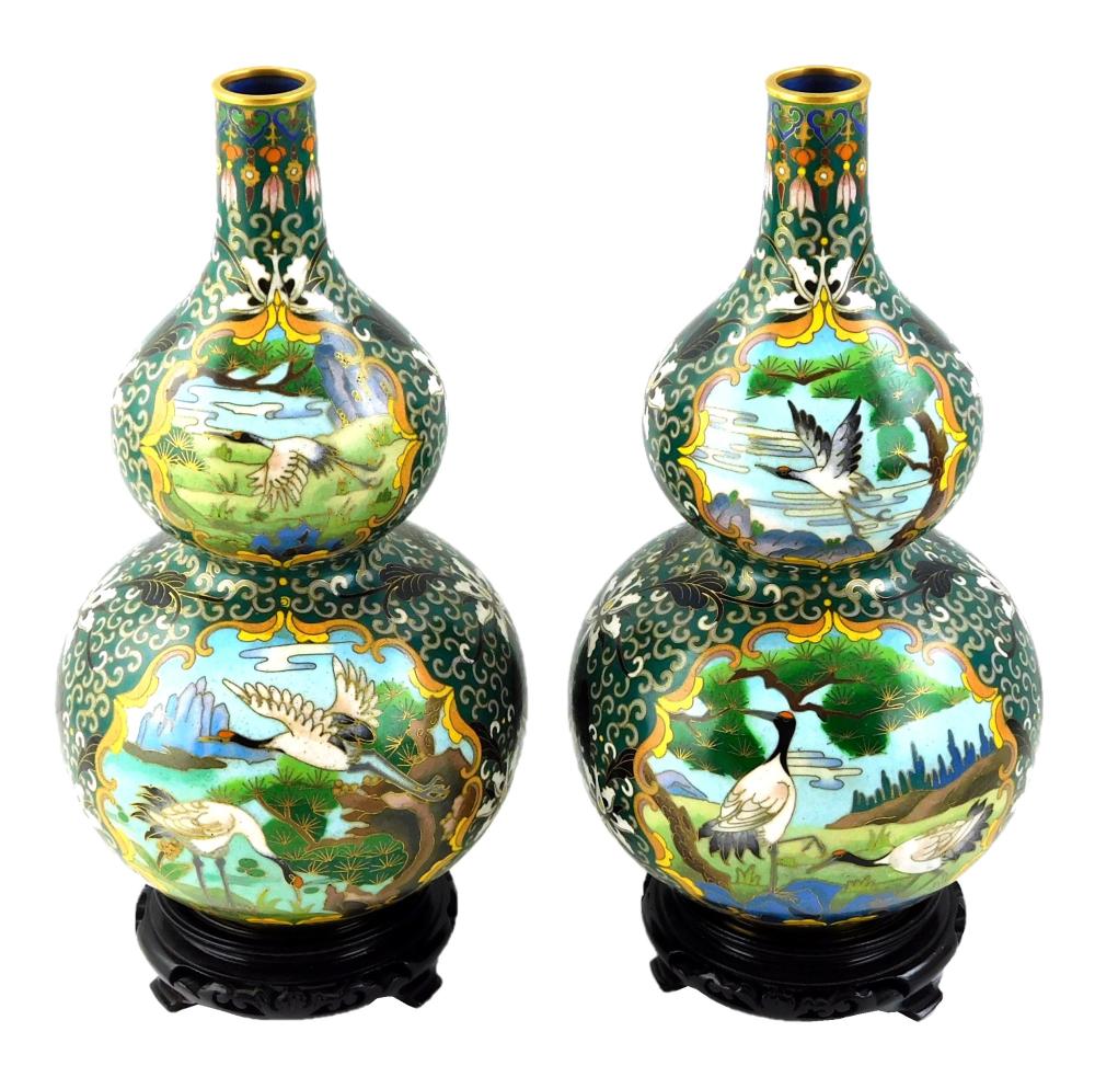 ASIAN: PAIR OF CLOISONNE DOUBLE