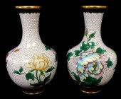 ASIAN: PAIR OF CLOISONNE VASES