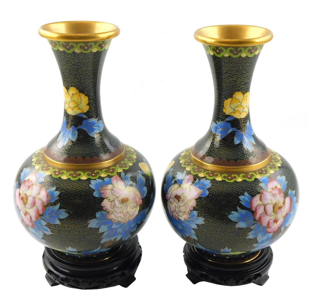 ASIAN: PAIR OF CLOISONNE VASES,