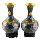 ASIAN: PAIR OF CLOISONNE VASES