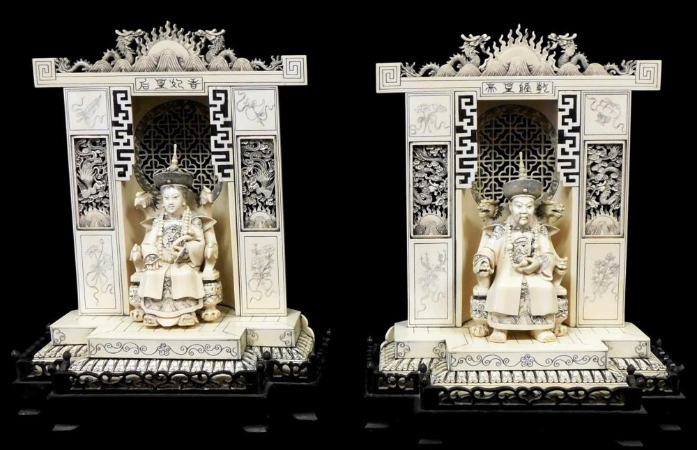 ASIAN: PAIR OF LARGE, CARVED,
