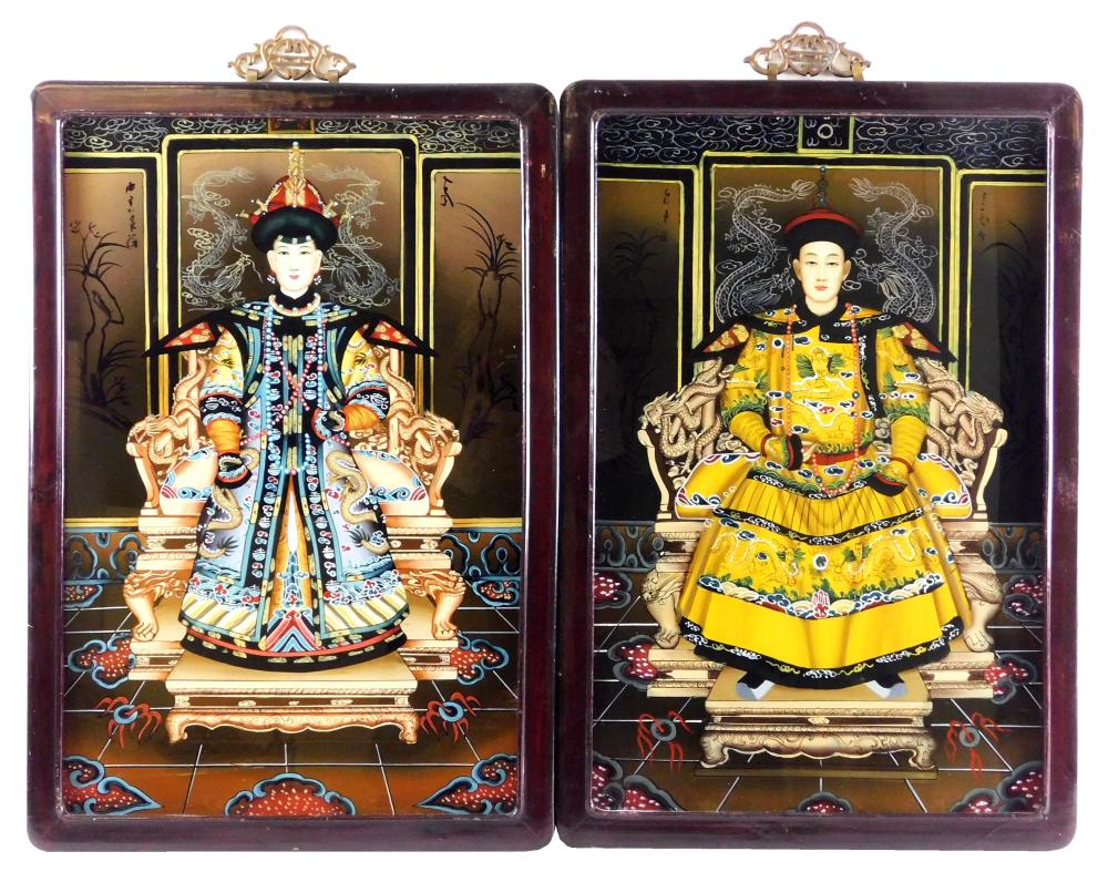 ASIAN: PAIR REVERSE PAINTED