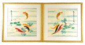 ASIAN: PAIR WATERCOLORS ON SIL