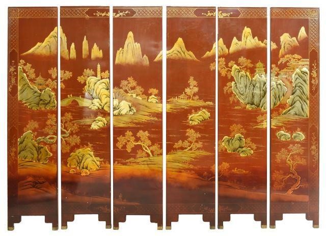 ASIAN PARCEL GILT BLACK & RED