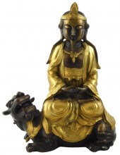 ASIAN: PARCEL GILT BRONZE FIGU