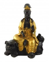 ASIAN: PARCEL GILT BRONZE FIGU