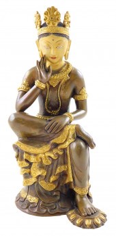 ASIAN: PARCEL GILT BRONZE FIGU