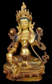 ASIAN: PARTIAL GILT BRONZE FIG