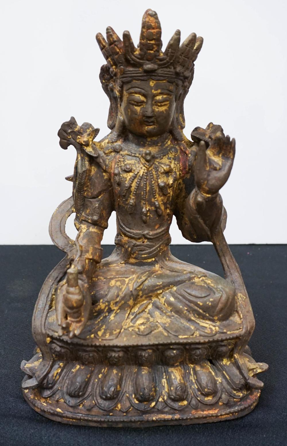 ASIAN PARTIAL GILT METAL FIGURE