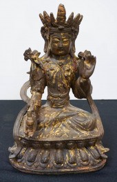 ASIAN PARTIAL GILT METAL FIGUR