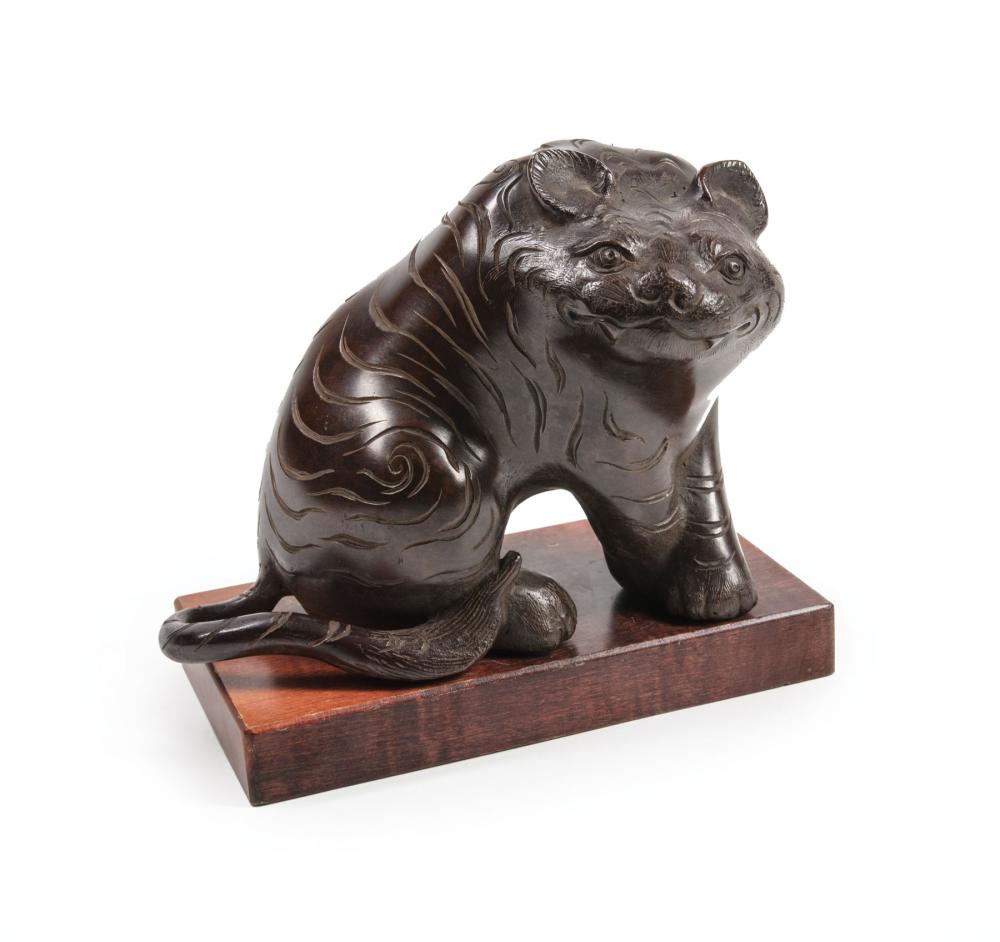ASIAN PATINATED BRONZE FIGURE OF