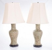 ASIAN PATINATED METAL VASE LAM