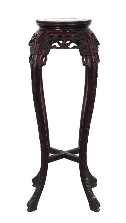 ASIAN PLANT STANDCarved rosewood or