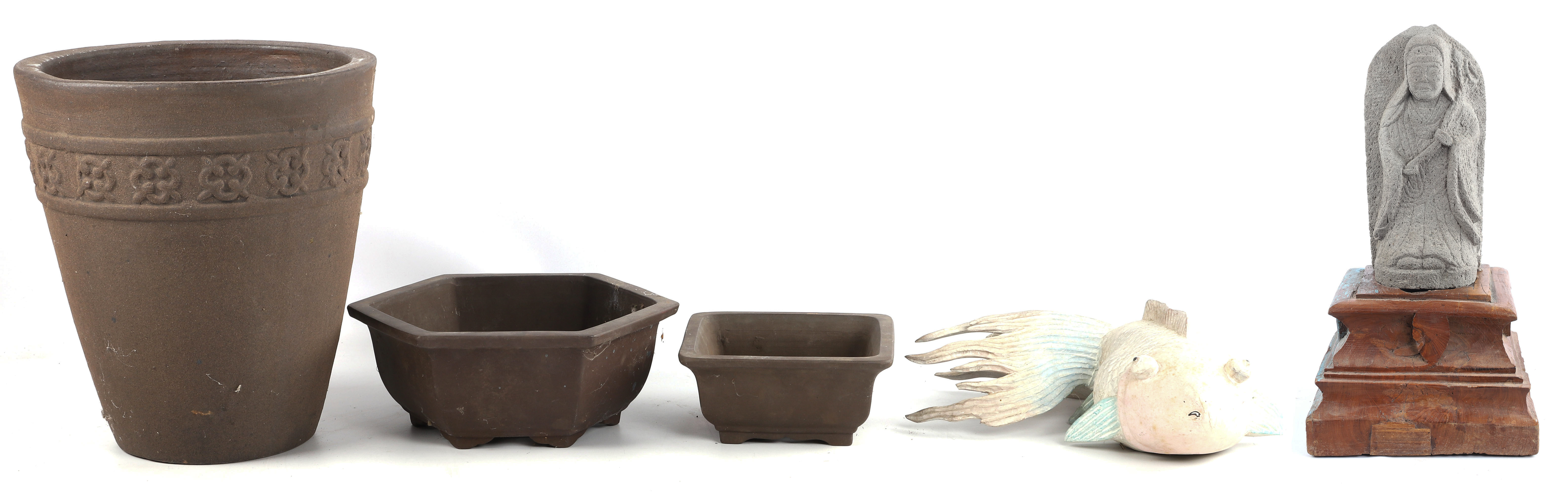 Asian planters, figure, carved