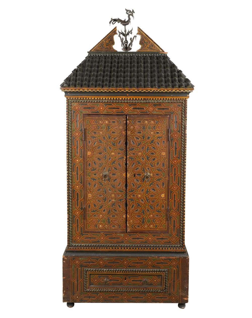 ASIAN POLYCHROME-PAINTED WOOD