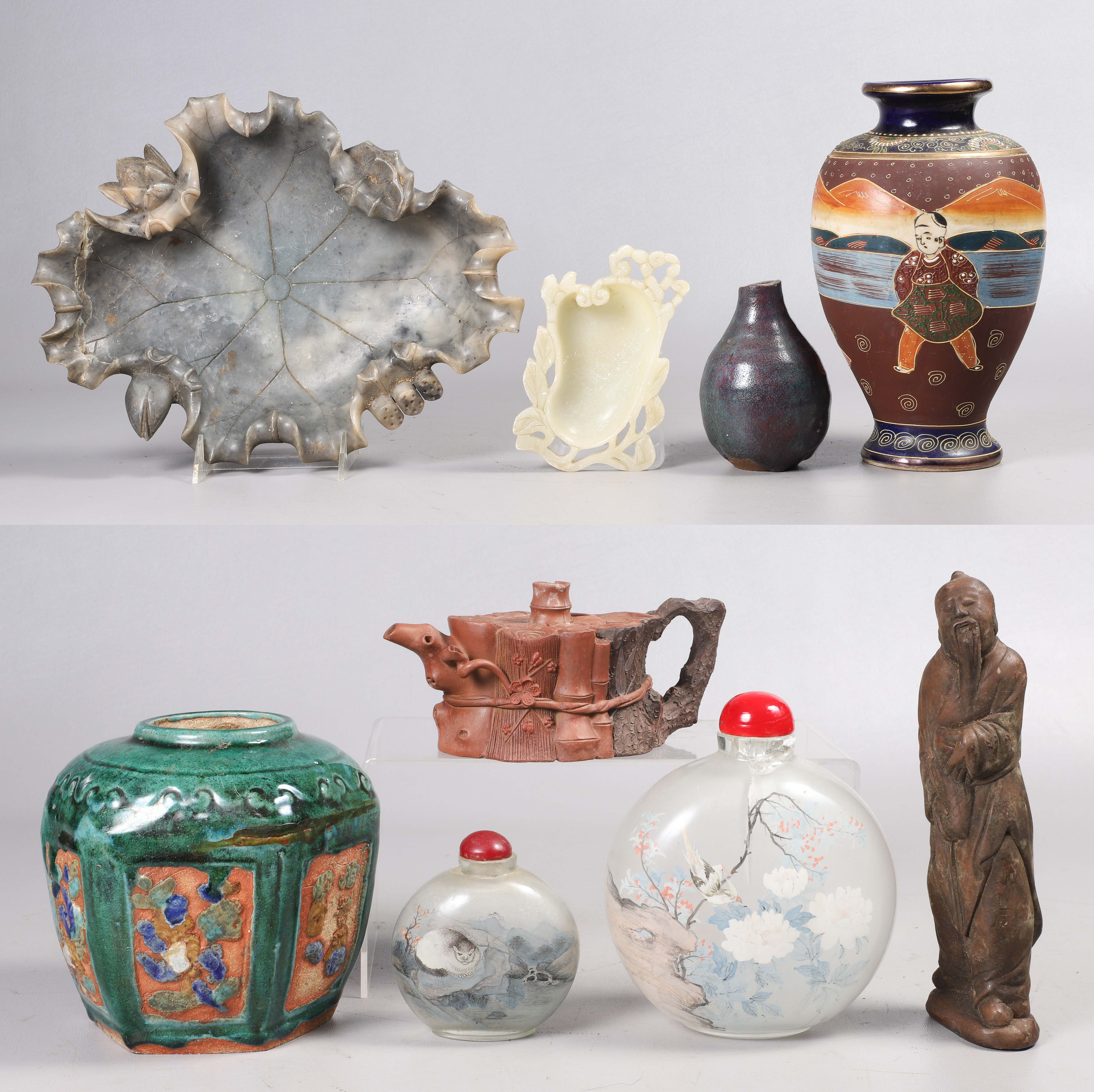 Asian pottery, soapstone and