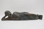 ASIAN RECLINING CARVED WOOD BU