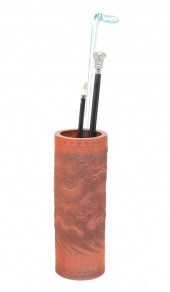 ASIAN REDWARE UMBRELLA STAND A
