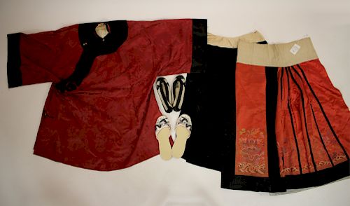ASIAN ROBE, SKIRTS & SHOESBlack and