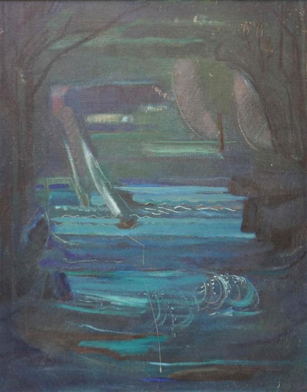 ASIAN SCHOOL, SAILBOATS AT SEA, OIL